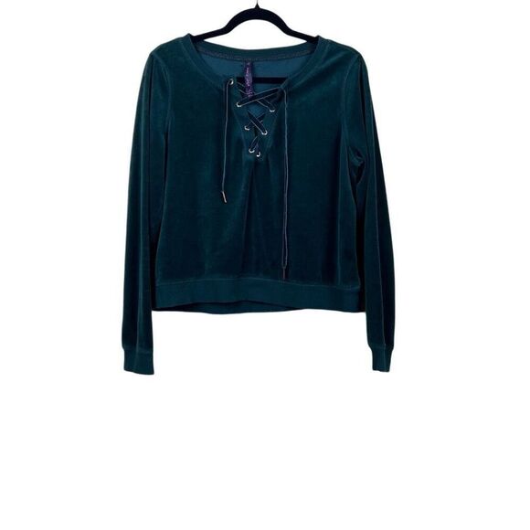 Betsey Johnson Sweatshirt Sweatpants Set Velvet Green Size L - Picture 1 of 12